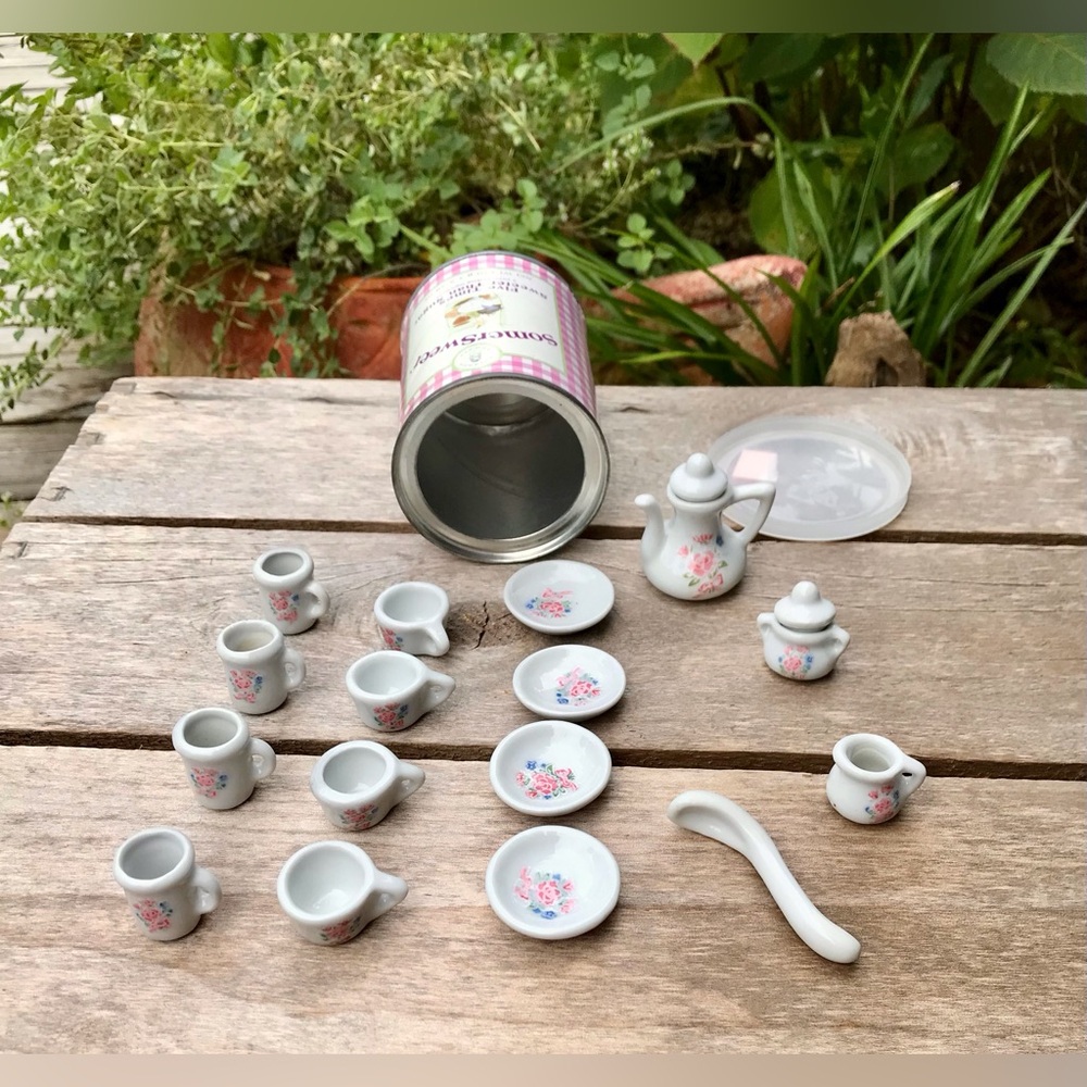 Somersweet Porcelain Ceramic Tea Party Set Doll Size Complete Pretend Playset
